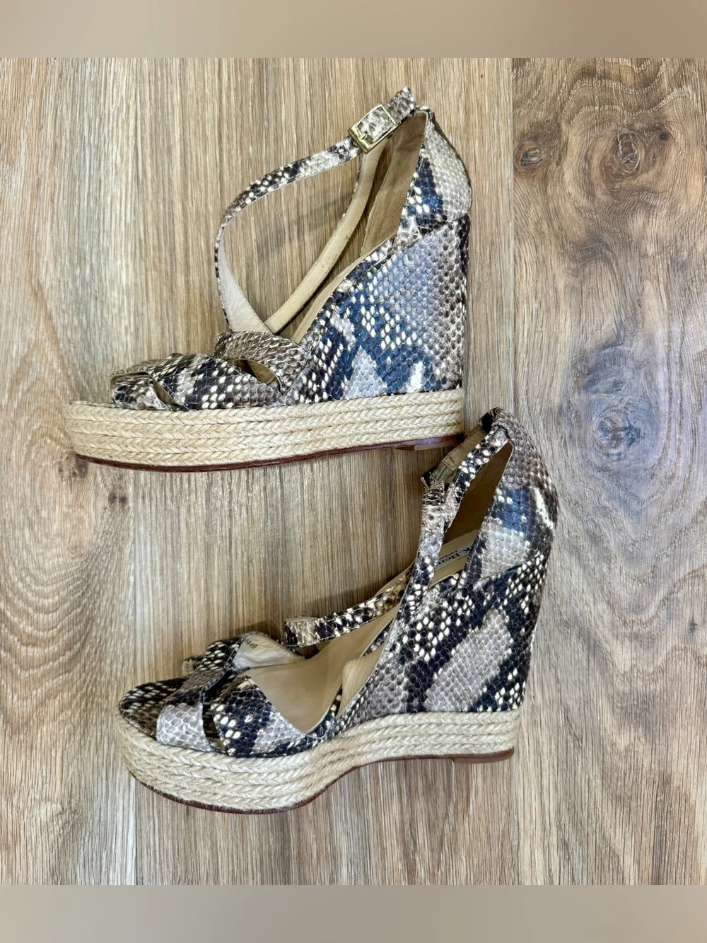 L.K. Bennett Snakeskin Print Espadrille Wedge Sandals EU 37